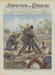 Lors du dernier combat à Misrata, le capitaine Piscicelli, tombé blessé à 100 mètres de... - Achille Beltrame