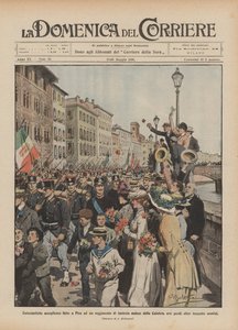 Accueil enthousiaste fait à Pise à un régiment d