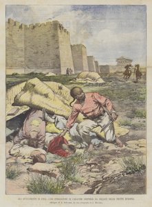 Les événements en Chine, un pilleur de cadavres surpris par des soldats des troupes européennes