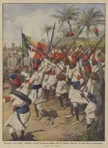 Les ascari érythréens font une parade devant le glorieux drapeau du 84e d