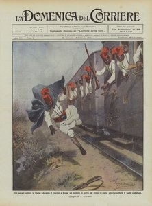 Les ascari érythréens en Italie, pendant le voyage à Rome, un soldat se jette du train en marche