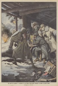 Les yeux qui guident les artilleries, dans un de nos observatoires, pendant un duel de gros calibres - Achille Beltrame