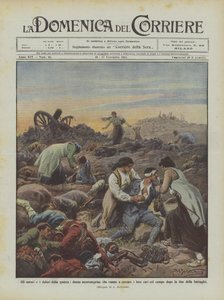 Les horreurs et les douleurs de la guerre, des femmes monténégrines cherchant leurs proches sur le champ... - Achille Beltrame