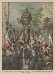 Gloire italienne revendiquée en Amérique, inauguration du monument à G. da Verrazzano - Achille Beltrame