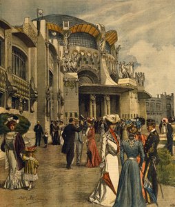 Inauguration de la Première Exposition Internationale des Arts Décoratifs Modernes à Turin, illustration par Achille Beltrame, La Domenica del Corriere, mai 1902