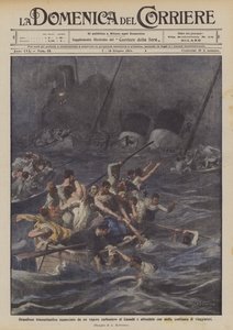Grand paquebot éventré par un vapeur charbonnier au Canada et coulé avec de nombreuses - Achille Beltrame