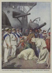 Guerre italo-turque, Arabes des environs de Tripoli faisant acte de soumission à l