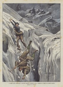Les drames de la montagne, quatre alpinistes emportés par la tempête et morts sur le Mont Blanc - Achille Beltrame