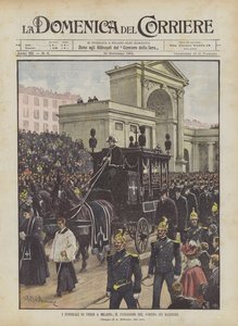 Les funérailles de Verdi à Milan, le passage du cortège sur les bastions - Achille Beltrame