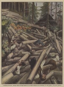 Les drames du travail, une énorme pile de bois coupé qui s