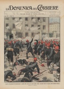 Les graves événements de Constantinople, assaut des casernes par les troupes macédoniennes - Achille Beltrame