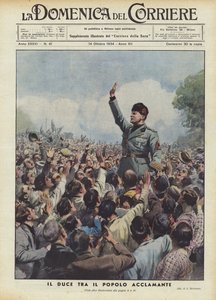 Le Duce parmi le peuple acclamant