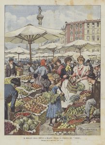 Le marché aux fruits à Milan, près de la colonne du Verzee