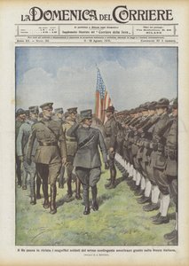 Le Roi passe en revue les magnifiques soldats du premier contingent américain arrivé sur le front italien - Achille Beltrame