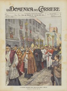 Le transport solennel des os des Rois Mages, à Milan - Achille Beltrame