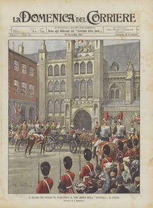 Le voyage des souverains en Angleterre, leur arrivée à la Guildhall de Londres