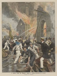 Le chantier naval du Muggiano (Spezia) en flammes à l