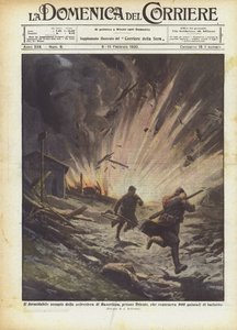 La formidable explosion du dépôt de munitions de Basovizza, près de Trieste, qui contenait 900 quintaux de balistite - Achille Beltrame