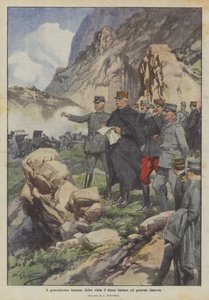 Le généralissime français Joffre visite le front italien avec le général Cadorna