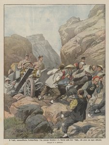 Le raid automobile Pékin-Paris, le prince Borghèse et L. Barzini dans leur Itala - Achille Beltrame