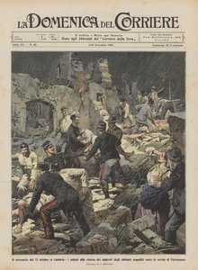 Le tremblement de terre du 23 octobre en Calabre, les soldats à la recherche des cadavres des habitants - Achille Beltrame