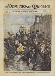En attente des réformes libérales en Russie, les cosaques dispersent et battent les rêveurs de liberté à Saint-Pétersbourg - Achille Beltrame