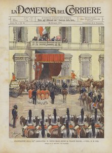 Inauguration de la XXIe législature, le cortège royal arrive au palais Madama, à Rome, le 16 courant