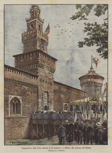 Inauguration de la Tour dédiée au Roi Umberto I, à Milan, en présence des Souverains - Achille Beltrame