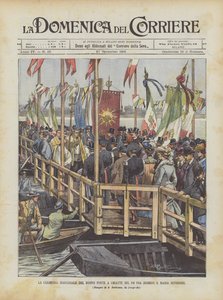La cérémonie inaugurale du nouveau pont à bateaux sur le Pô entre Sermide et Massa Superiore
