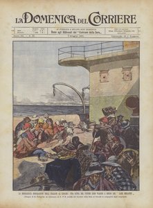 La malheureuse émigration des Italiens au Canada, une scène de leur pénible voyage à bord du Lake Megantic - Achille Beltrame