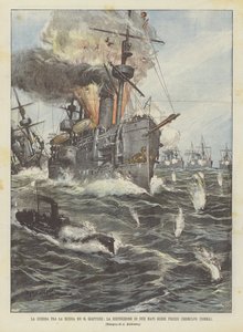 La guerre entre la Russie et le Japon, la destruction de deux navires russes près de Chemulpo (Corée) - Achille Beltrame