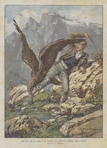 La lutte entre un aigle et un berger sur la montagne de Zerie, près de Trieste