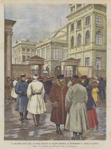 La maladie du tsar, la foule devant le palais impérial de Saint-Pétersbourg en attente de nouvelles - Achille Beltrame