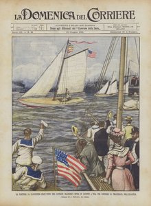 Le départ de Gloucester (États-Unis) du capitaine Blackburn sur un canot à voile