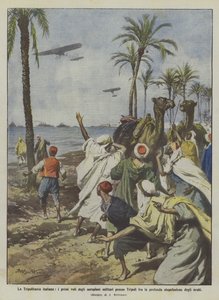 La Tripolitaine italienne, les premiers vols des avions militaires près de Tripoli - Achille Beltrame
