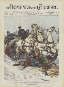 La troïka du tsar qui renverse accidentellement trois petites filles à Saint-Pétersbourg - Achille Beltrame