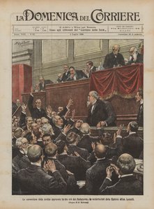 La conversion de la rente approuvée en trois heures par le Parlement, les acclamations de la Chambre pour Luzzatti - Achille Beltrame