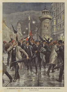 La manifestation contre les Italiens sur la place Maria Teresa, à Innsbruck, pour la nouvelle faculté de droit - Achille Beltrame