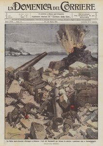 La flotte anglo-française détruit à distance les forts des Dardanelles pour forcer le détroit - Achille Beltrame