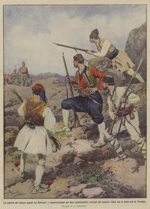 La guerre des cinq peuples dans les Balkans, les représentants dans leurs costumes caractéristiques... - Achille Beltrame