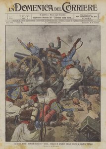Guerre féroce, lutte furieuse entre Turcos français et artilleurs allemands autour de Charleroi (Belgique) - Achille Beltrame