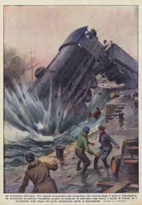 La locomotive dans la mer - Achille Beltrame