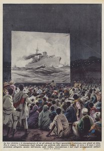 La lumière électrique et le cinéma, inconnus des habitants du Tigre, sont arrivés à Adua - Achille Beltrame