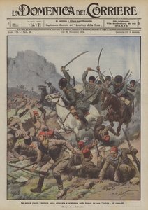 Nouvelle guerre, infanterie turque attaquée et sabrée dans les tranchées par une sotnia de cosaques