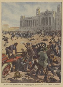 La tragique révolte ouvrière à Budapest pour le suffrage universel, barricades et sang devant