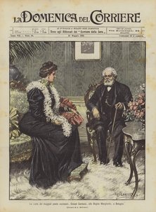 La visite du grand poète national, Giosuè Carducci, à la Reine Marguerite, à Bologne - Achille Beltrame