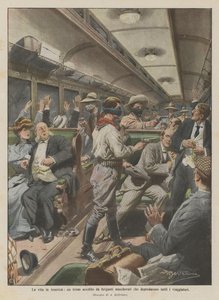 La vie en Amérique, un train attaqué par des bandits masqués qui ont dépouillé tous les voyageurs