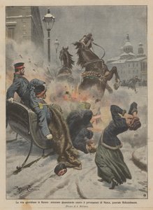 La vie quotidienne en Russie, attentat à la dynamite contre le gouverneur de Moscou, général Holschelmann - Achille Beltrame