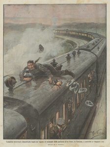 Lampiste ferroviaire oublié sur un wagon au moment du départ d