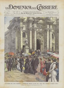 Les excursions de la reine Marguerite, la démonstration populaire à la sortie de la reine - Achille Beltrame